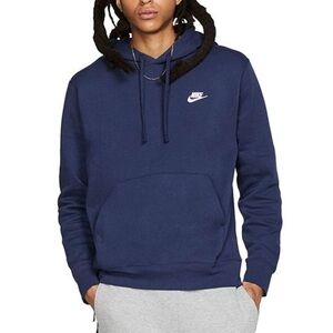 Nike Men's Sportswear Club Fleece Pullover Hoodie in Midnight Navy White